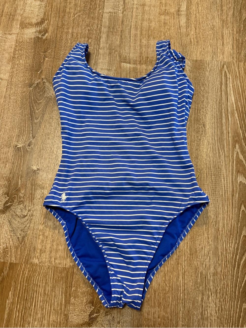 Polo Ralph Lauren Blue Striped Lace-Up Back One Piece
